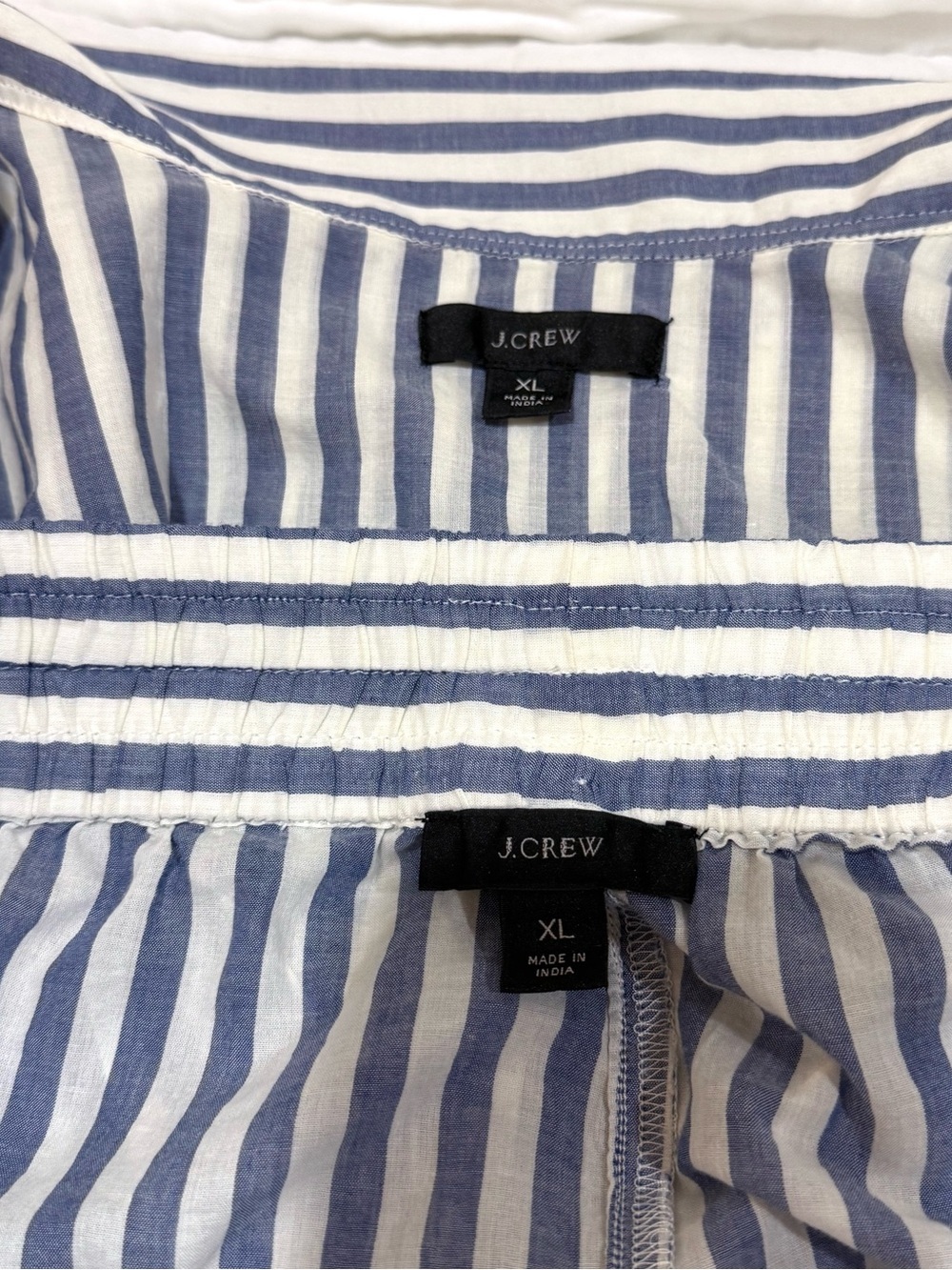 J. Crew NWOT Blue & White Cotton Voile Tunic Set in Stripe With Pockets - Picture 7 of 10